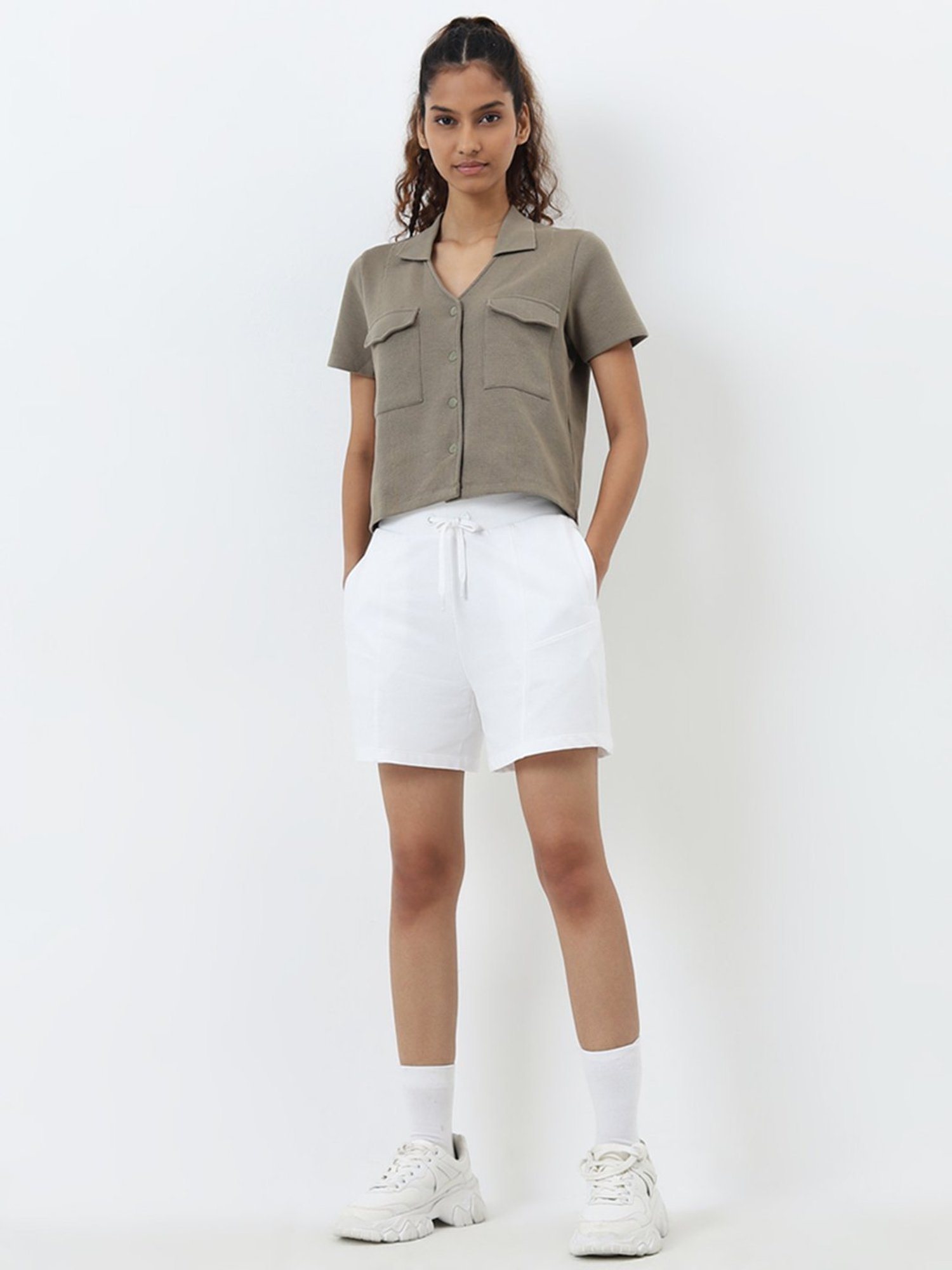 Studiofit by Westside Sage Waffle-Textured Cotton Top