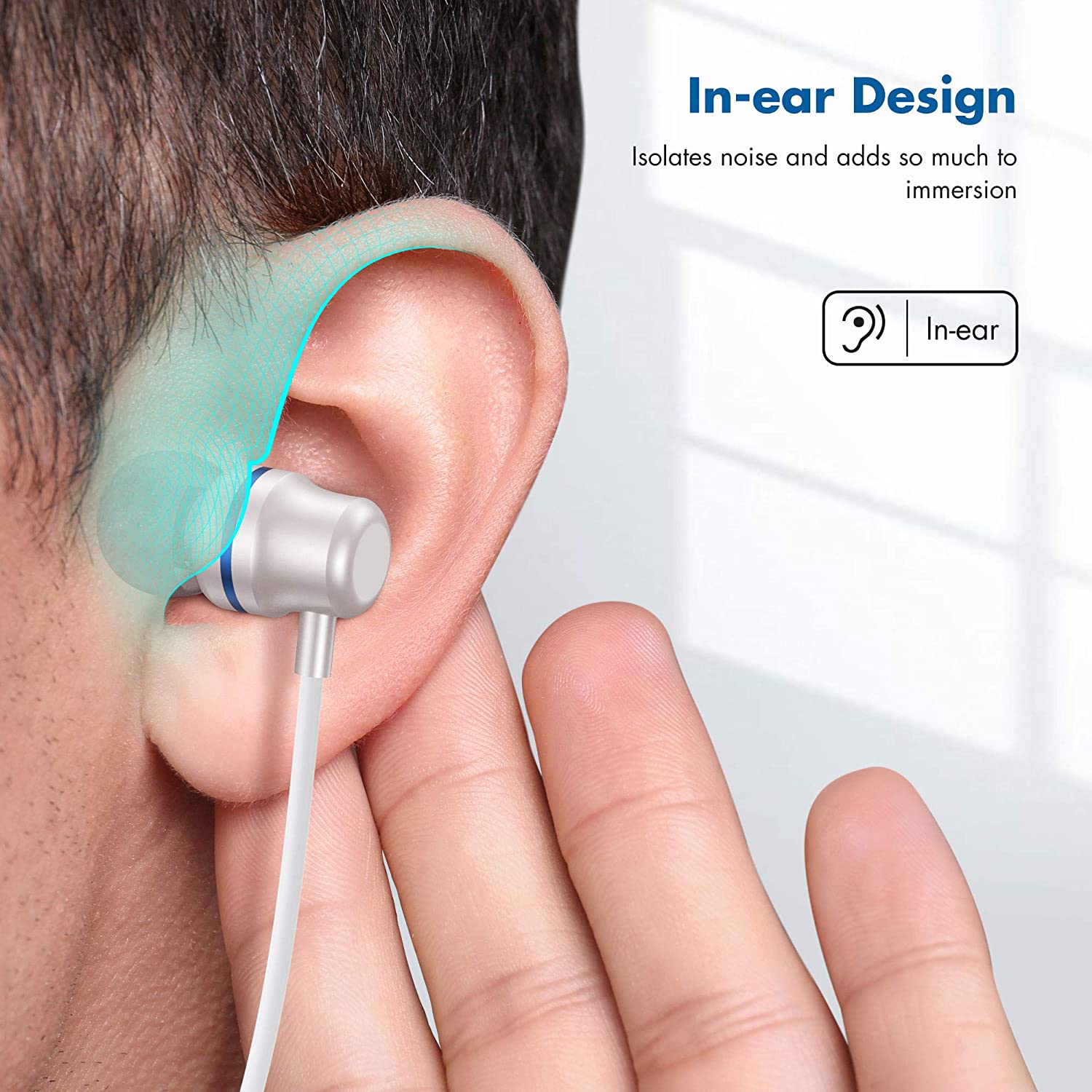 Headphones for Oculus Quest 2 VR Headset Noise-Isolating in-Ear Earphones with 3D 360 Degree Sound and Custom Silicone Earbuds Caps (White)