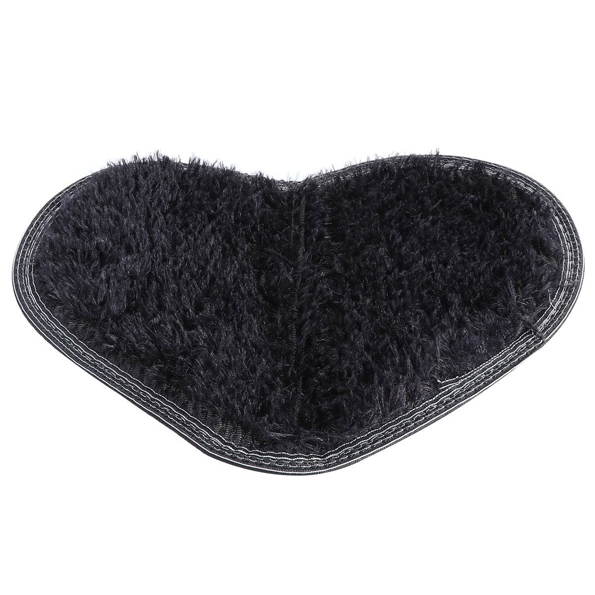 Sweet Heart Shape Fluffy Floor Mat Non-slip Area Rugs Carpet for Bedroom Dinning Room 30 x 40cm (Black)