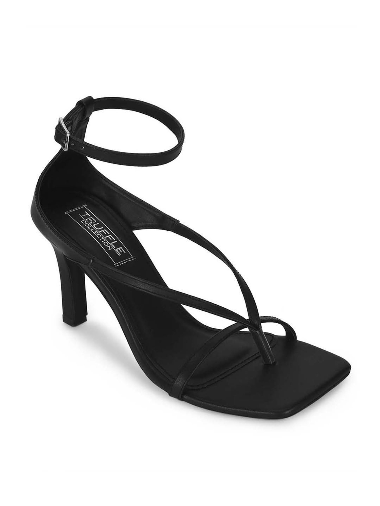 Truffle Collection Women's Black Ankle Strap Stilettos
