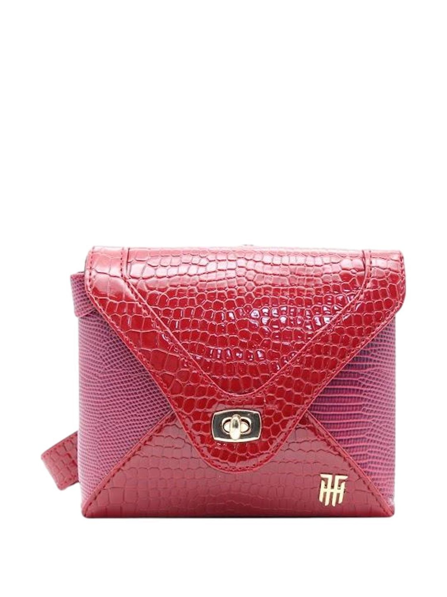 THE HOLISTIK Glititer II Red Textured Medium Handbag