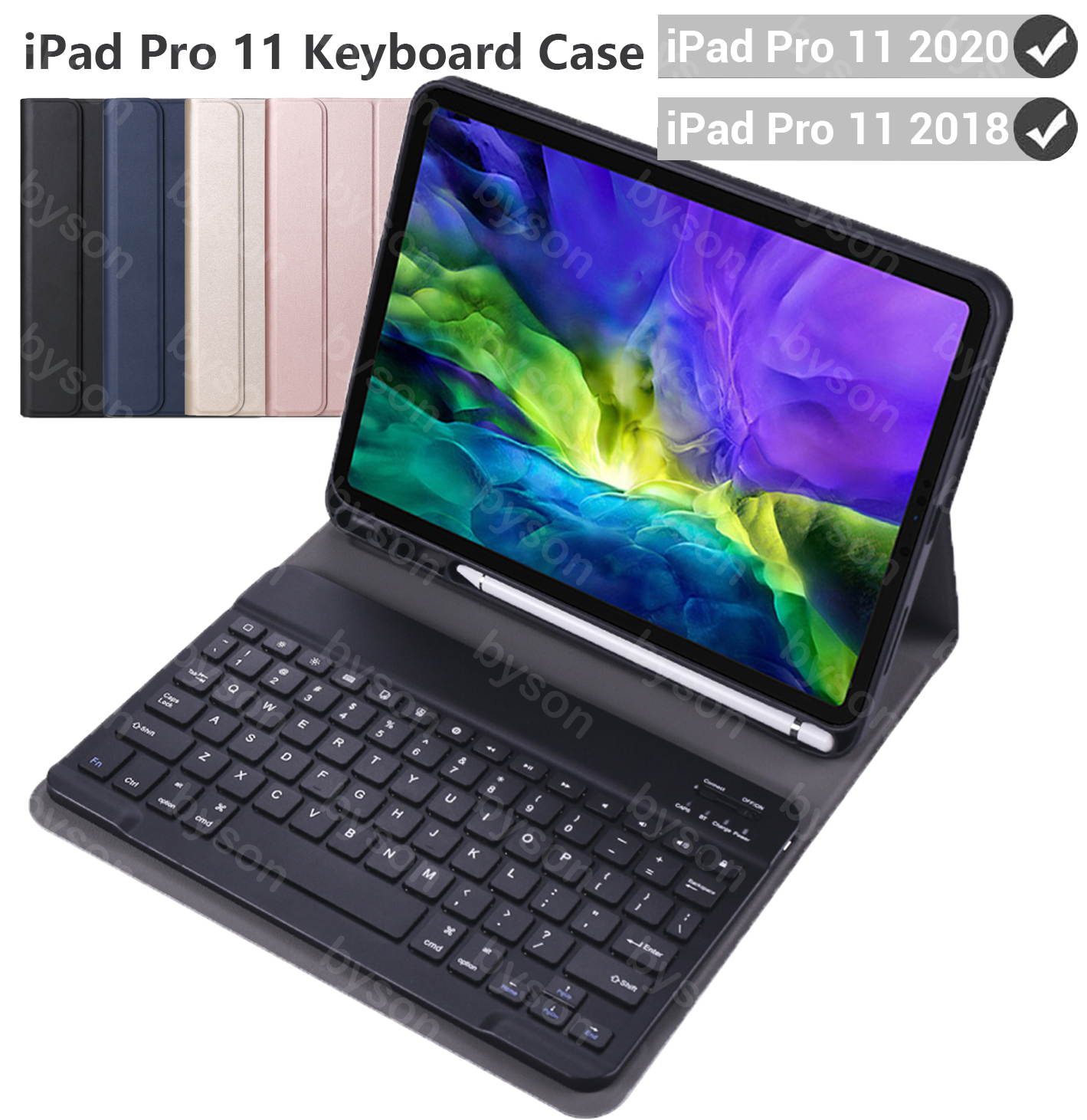 Ackmioxy iPad Pro 11 inch 2020 / iPad Pro 11 inch 2018 Keyboard Case, 2nd Generation, Detachable Wireless Bluetooth Keyboard with Pencil Holder,Magnetically Auto Sleep/Wake Leather Tablet Cover
