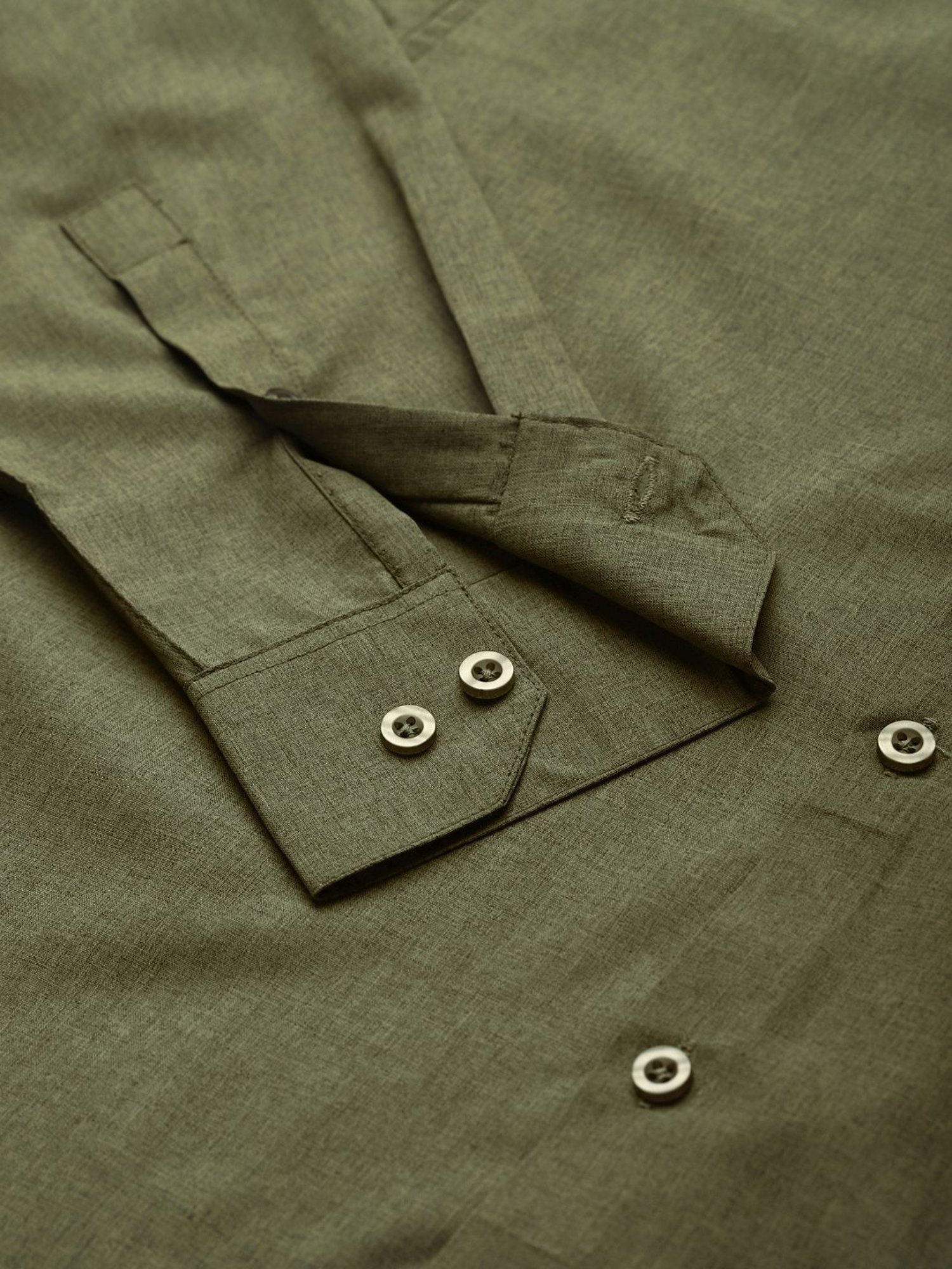 Sojanya Olive Green Cotton Regular Fit Self Pattern Shirt