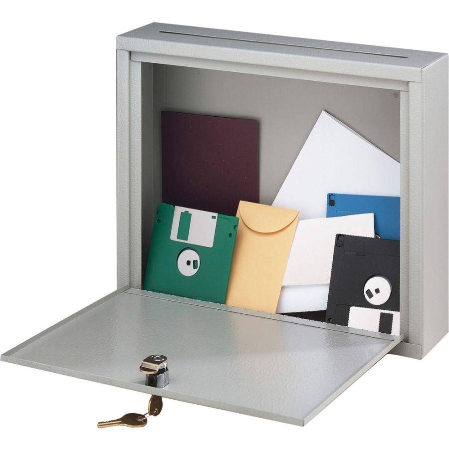 Buddy 562632 Wall-Mountable Interoffice Mail Collection Box  18w x 7d x 18h  Platinum