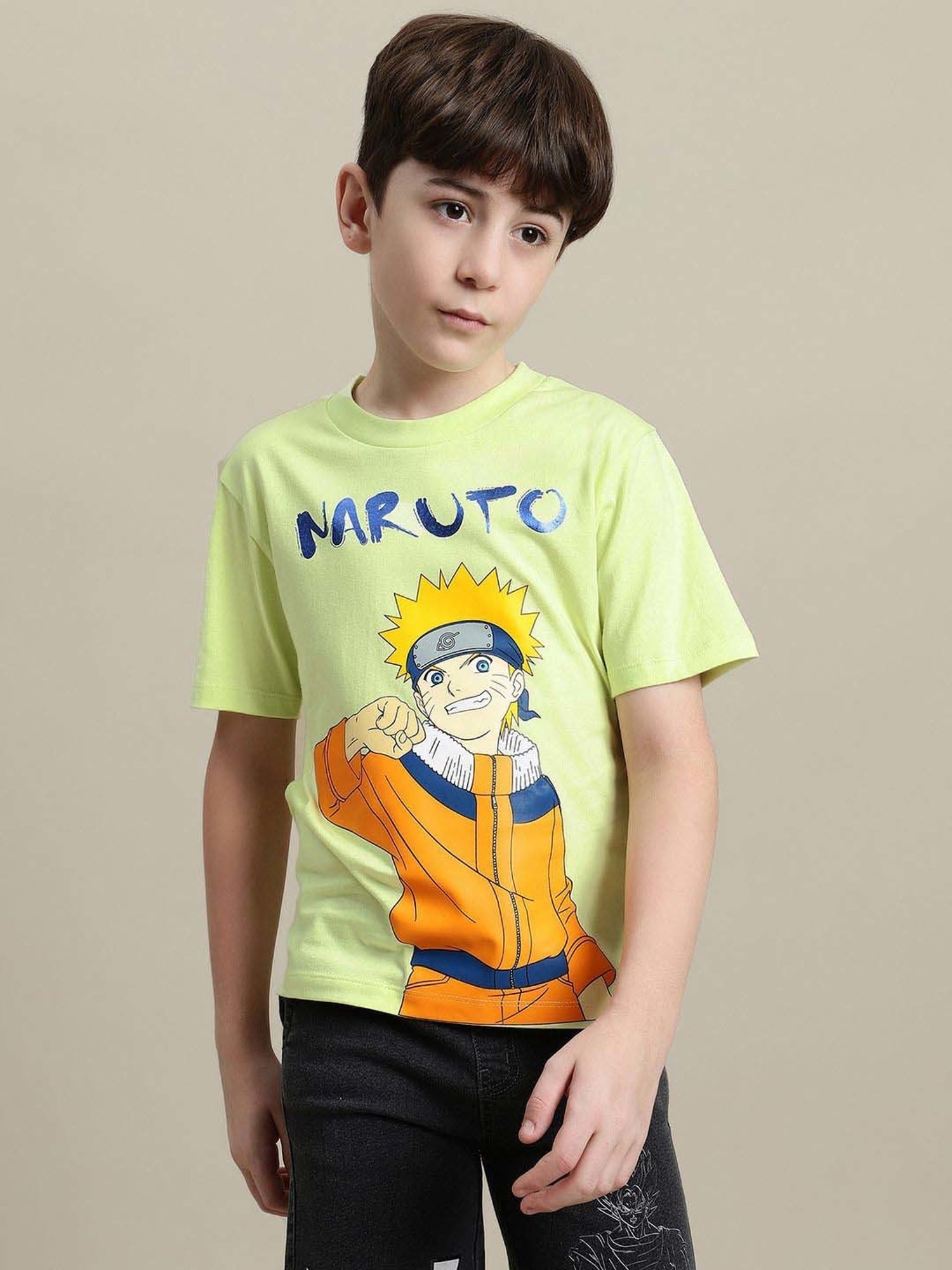 Kidsville Boys Green Cotton Printed T-Shirt