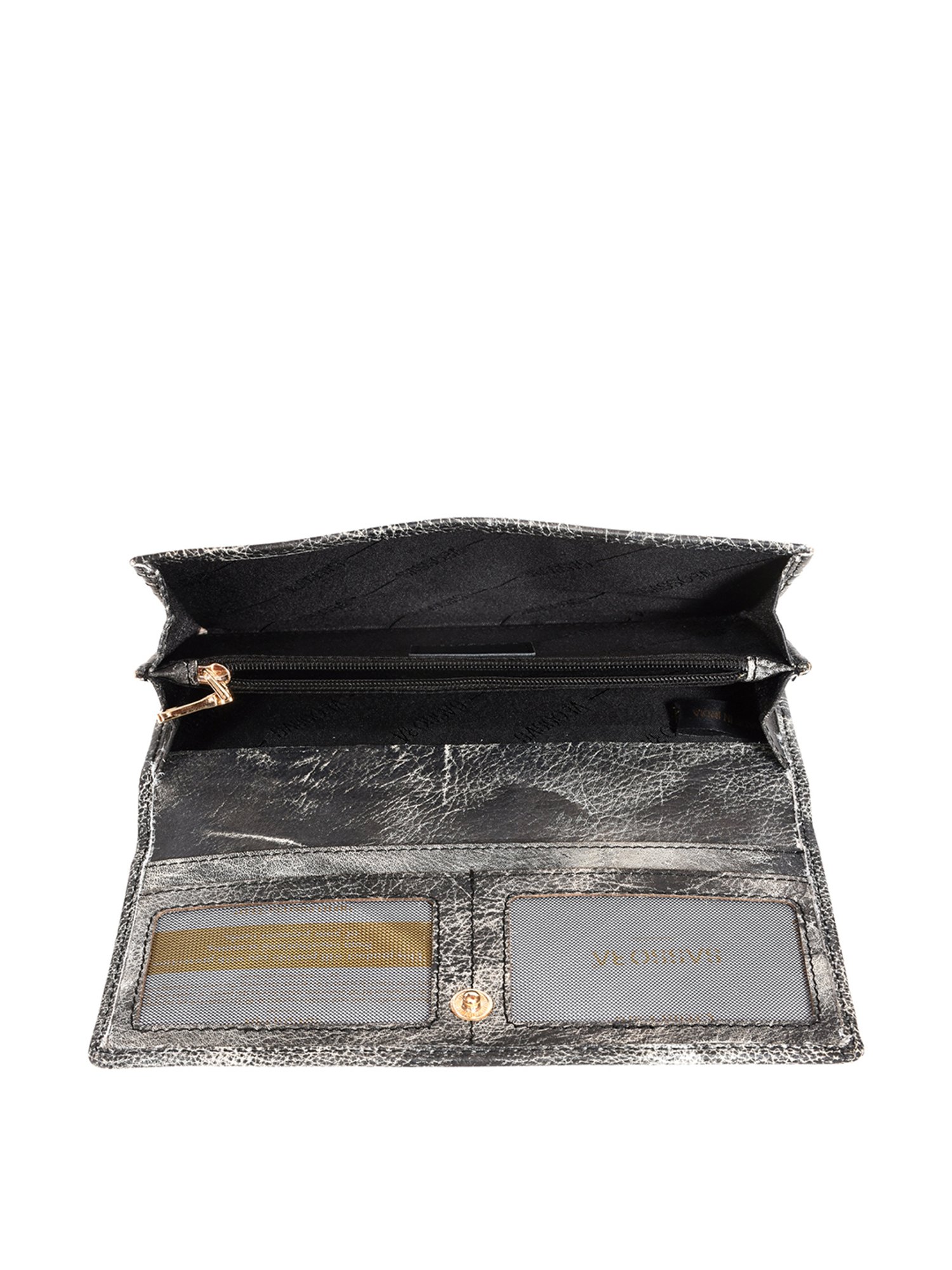 SASSORA Black Textured Rfid Wallet for Women