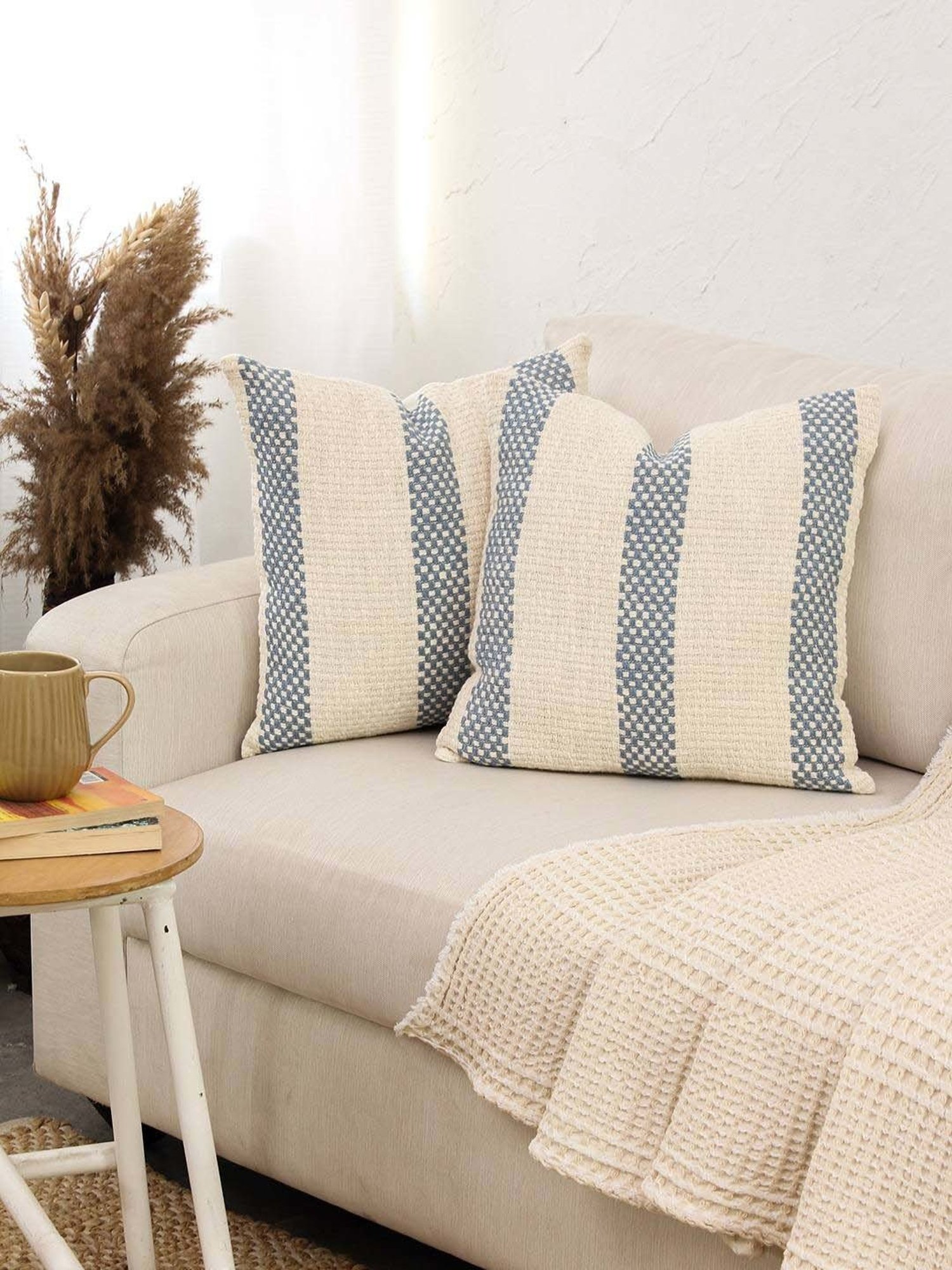 Swayam Multicolor Cotton 40 cm x 40 cm Cushion Covers - Set of 2