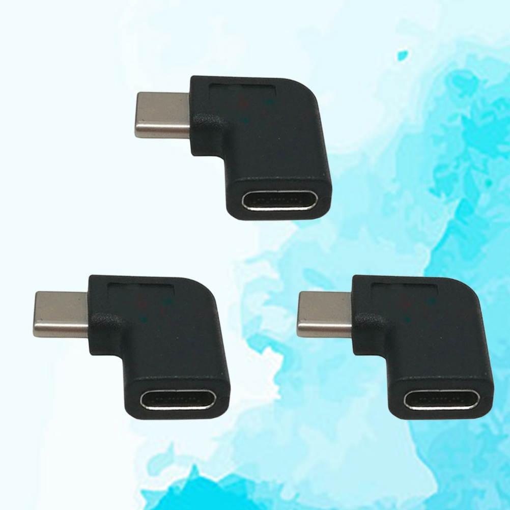 3 Pcs Type-C Adapter USB 3.1 USB C 90 Degree Angle Male to Female Convertor for Laptop Tablet Mobile Phone