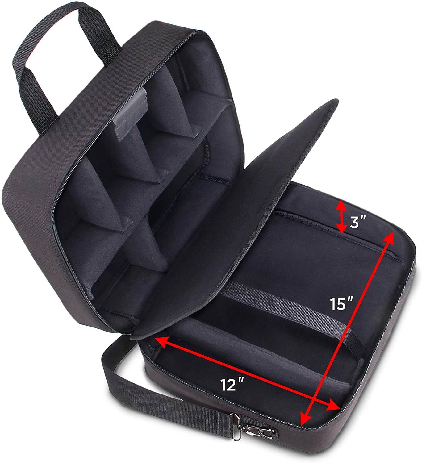 USA GEAR Video Projector Case, Large Carry Case for Projectors - Compatible with DBPOWER, ViewSonic PJD5134, Dr. J HI-04, and More - Scratch-Resistant, Shoulder Strap and Customizable Dividers (Black)