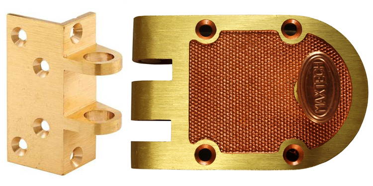 Maxtech, LKJP1001A, (Segal Like) Solid Jimmy Proof Deadlock Deadbolt Single Cylinder Lock Set, Angle Strike, Bronze (US10)