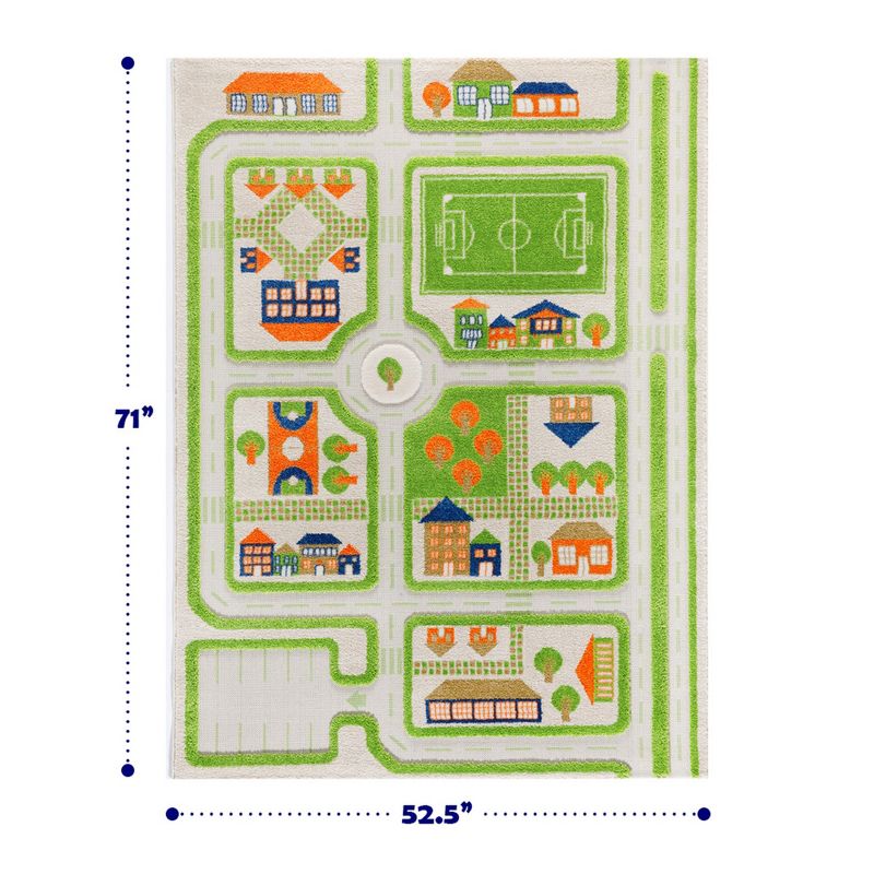 IVI World 3D Play Carpet 71 x 52.5-inch Educational Green Traffic Soft Floor Rug Mat for Bedroom, Kids Den, or Playroom, Large