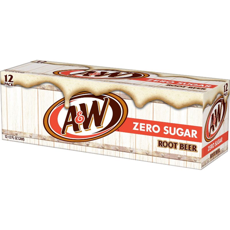 A&W Root Beer Zero Sugar Soda - 12pk/12 fl oz Cans