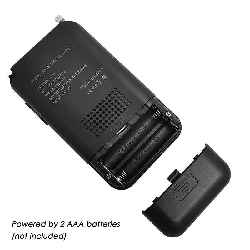 Portable Pocket Digital Radio with Earbud Headphones  Battery Operated Sleep Timer Preset AMFM Radio and in Ear Earphone for Walking Hiking Camping