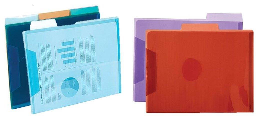 1InTheOffice Translucent Poly File Folders, Assorted, 12/Pack