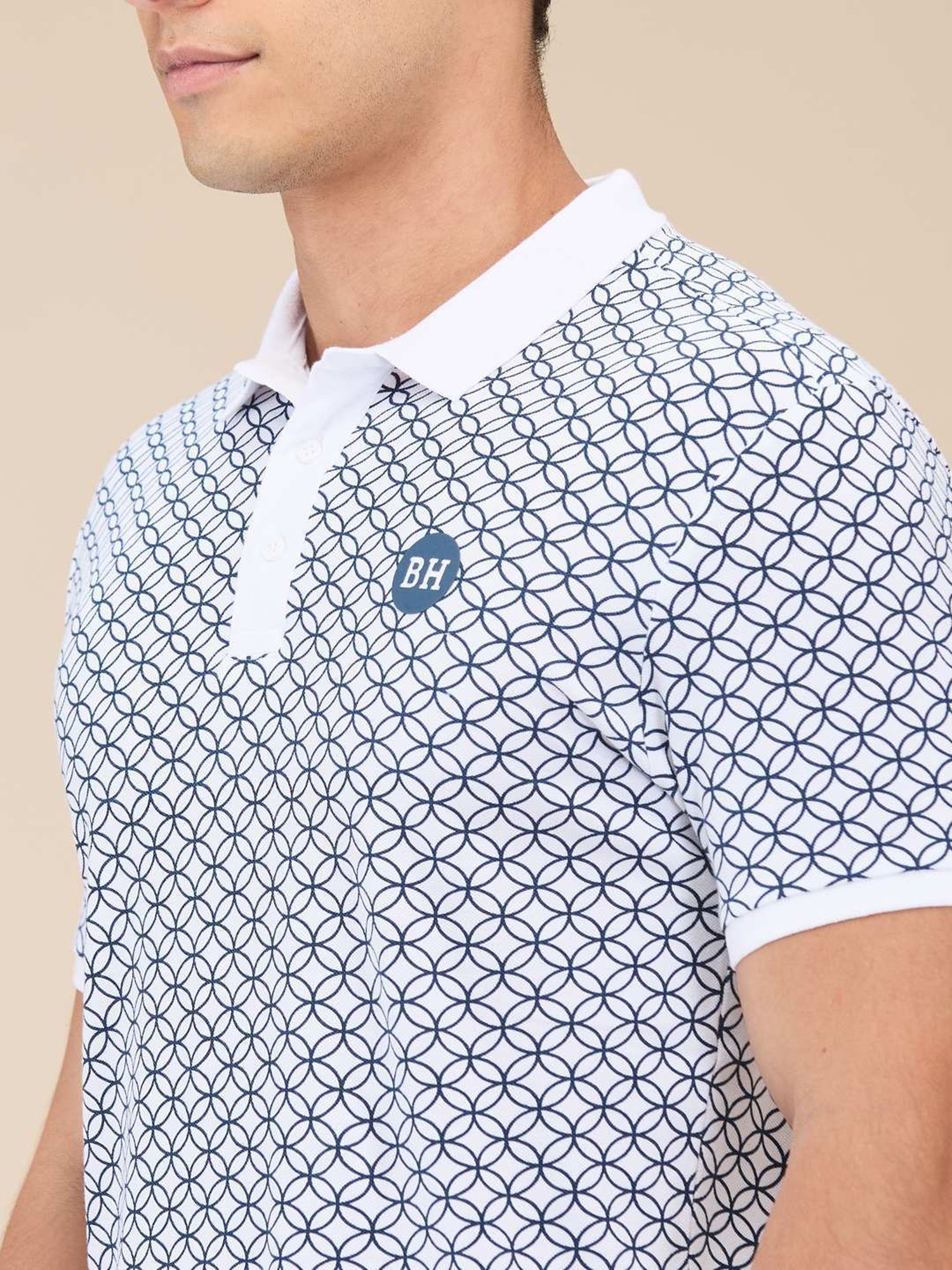 Being Human White Regular Fit Printed Polo T-Shirt