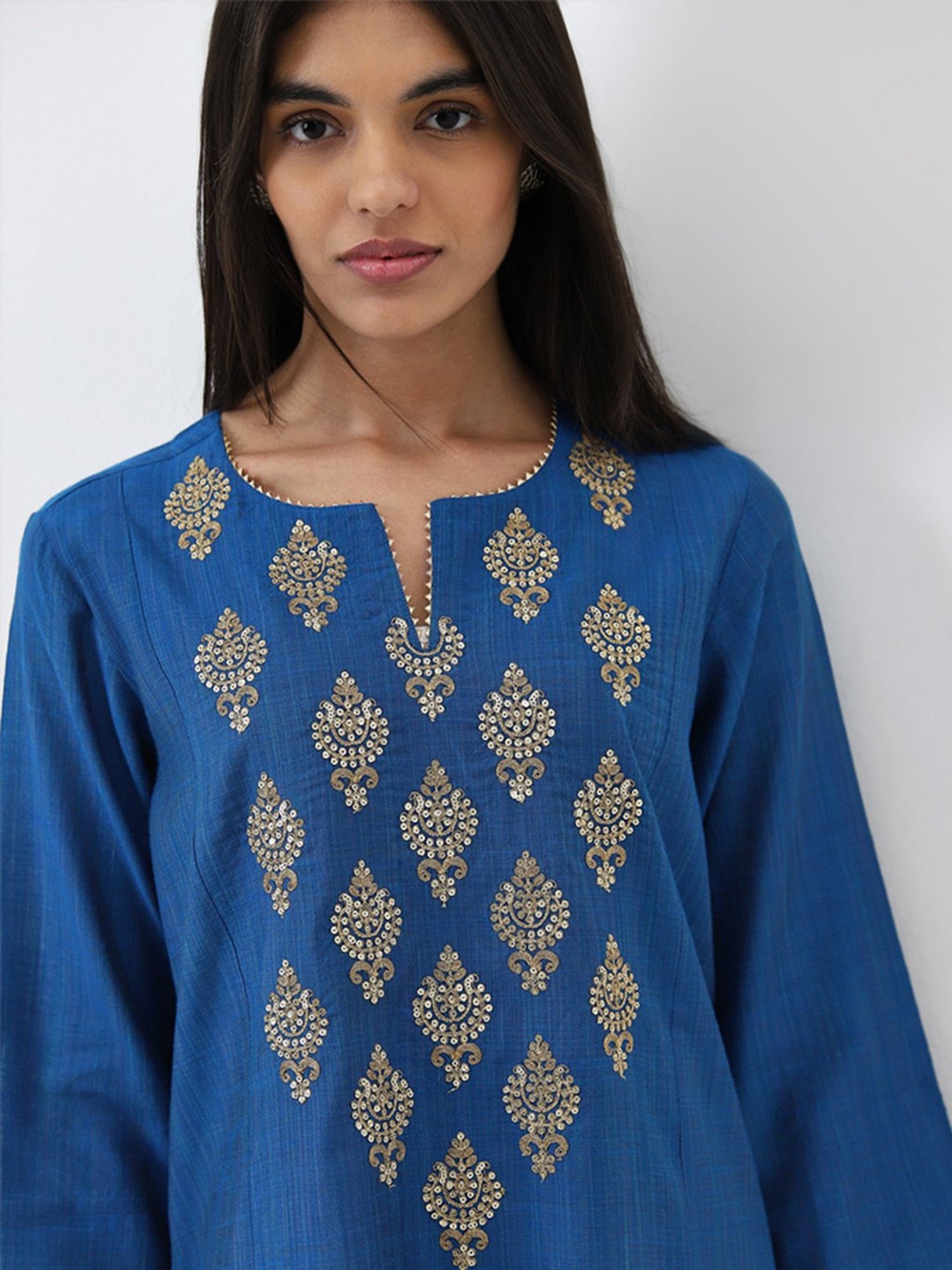 Utsa by Westside Blue Embellished A-Line Kurta