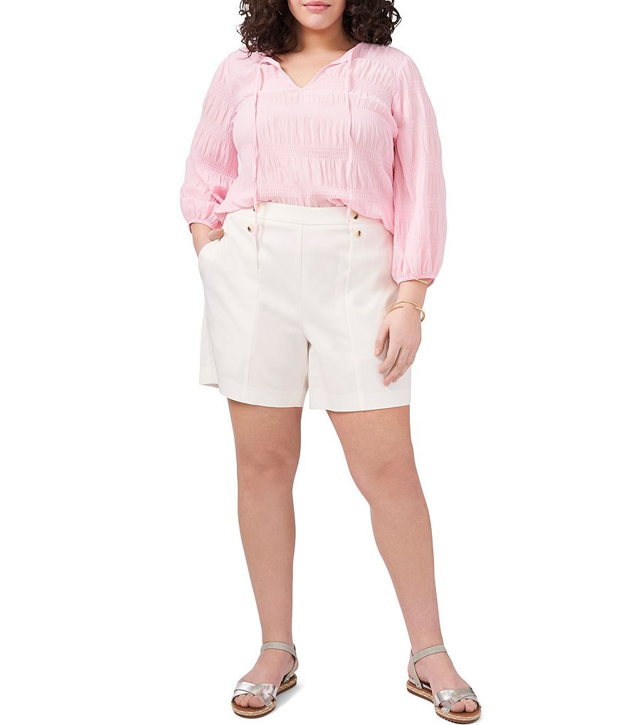 Vince Camuto Plus Size Double Weave Button Front Shorts