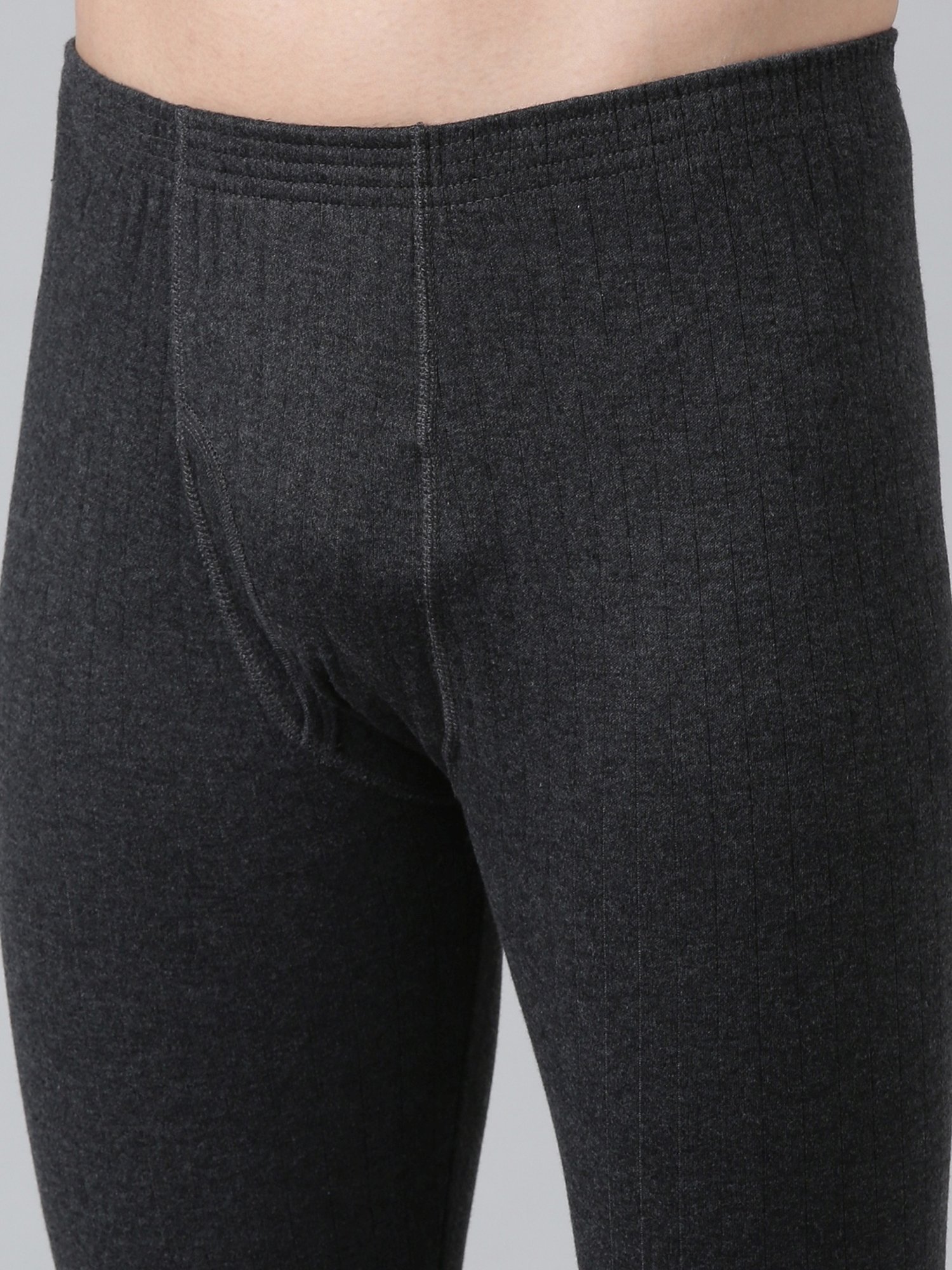 Dixcy Josh Dark Grey Melange Cotton Skinny Fit Thermal Bottoms