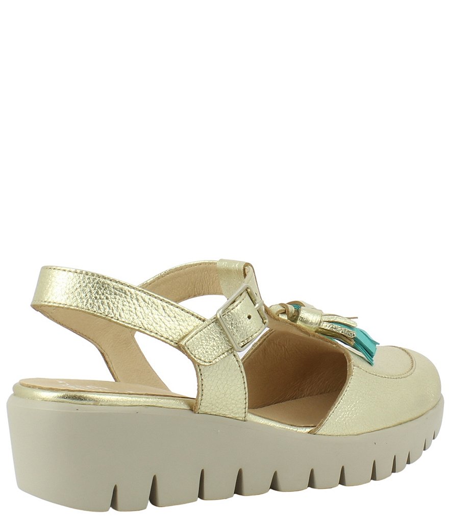 Wonders Tanya Leather Extra Light Platform Wedge Tassel Shoes