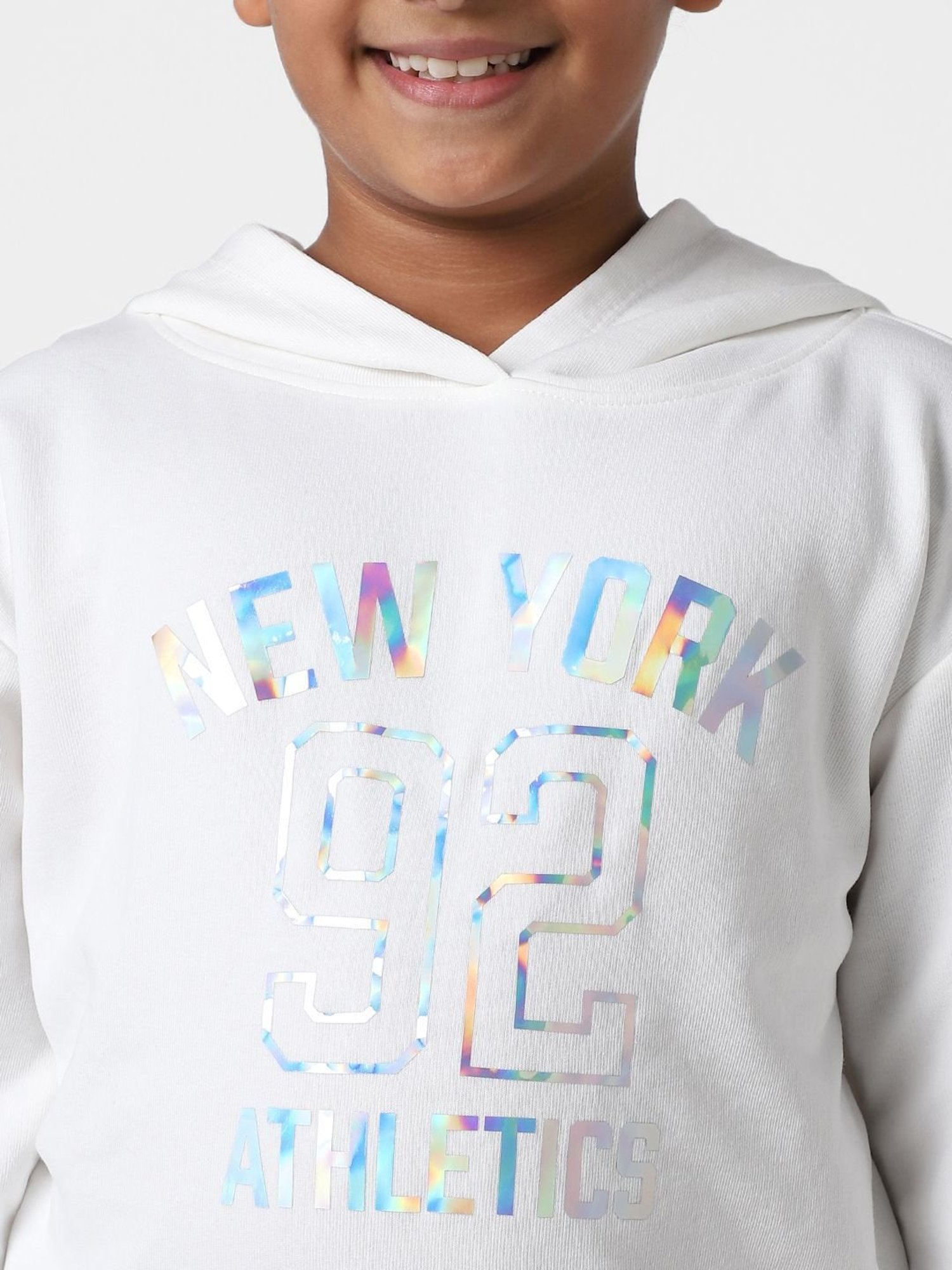 KIDS ONLY White Printed Full Sleeves Sweatshirt
