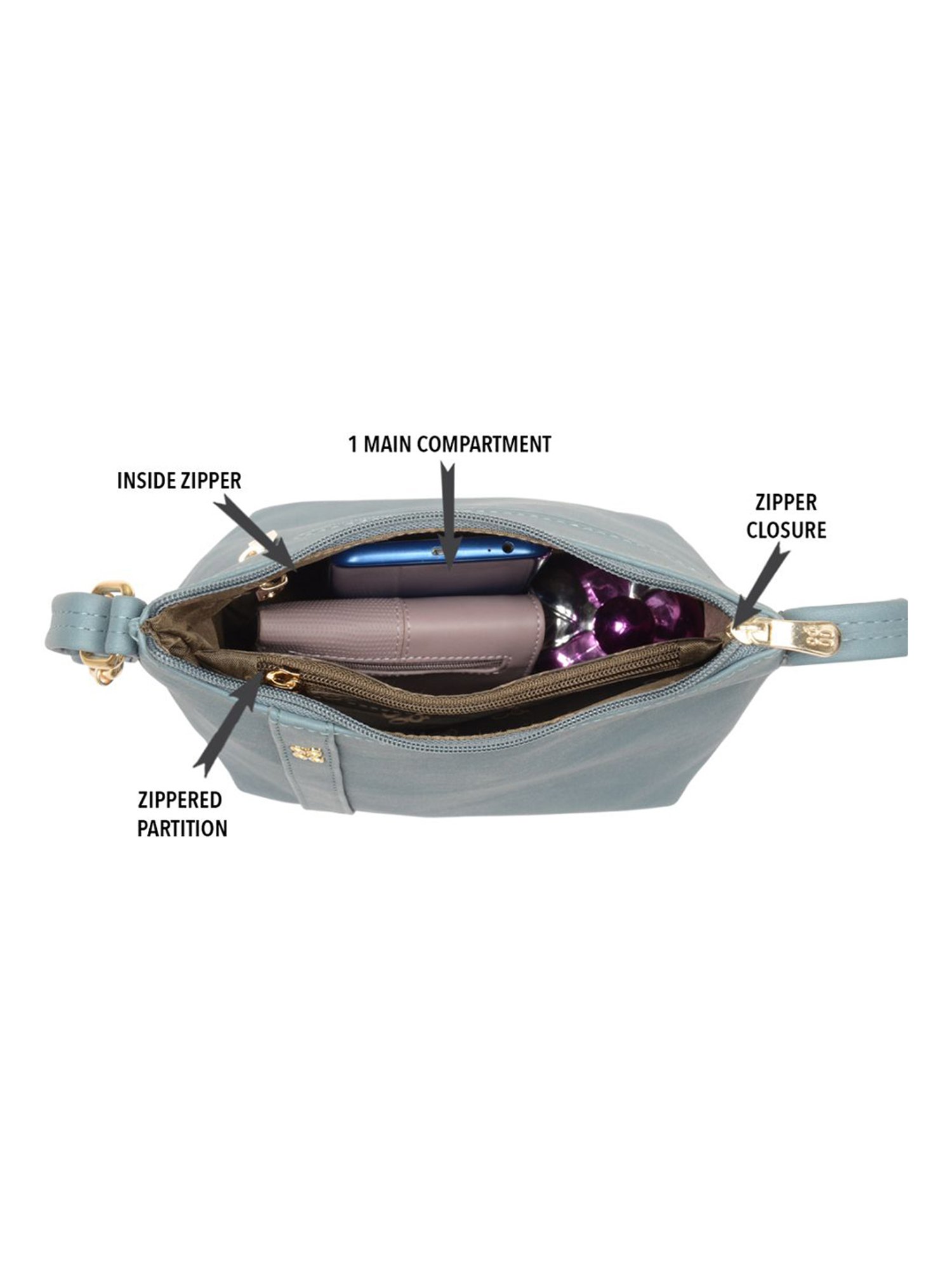 Baggit Grey Small Hobo Bag