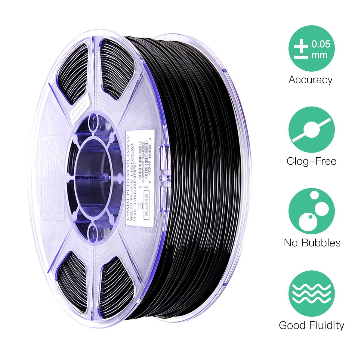 eSUN PETG 1.75mm 3D Printer Filament Printing Consumables Dimensional Accuracy: +/- 0.05mm 1kg(2.2lb) Spool Material Refills Solid Green