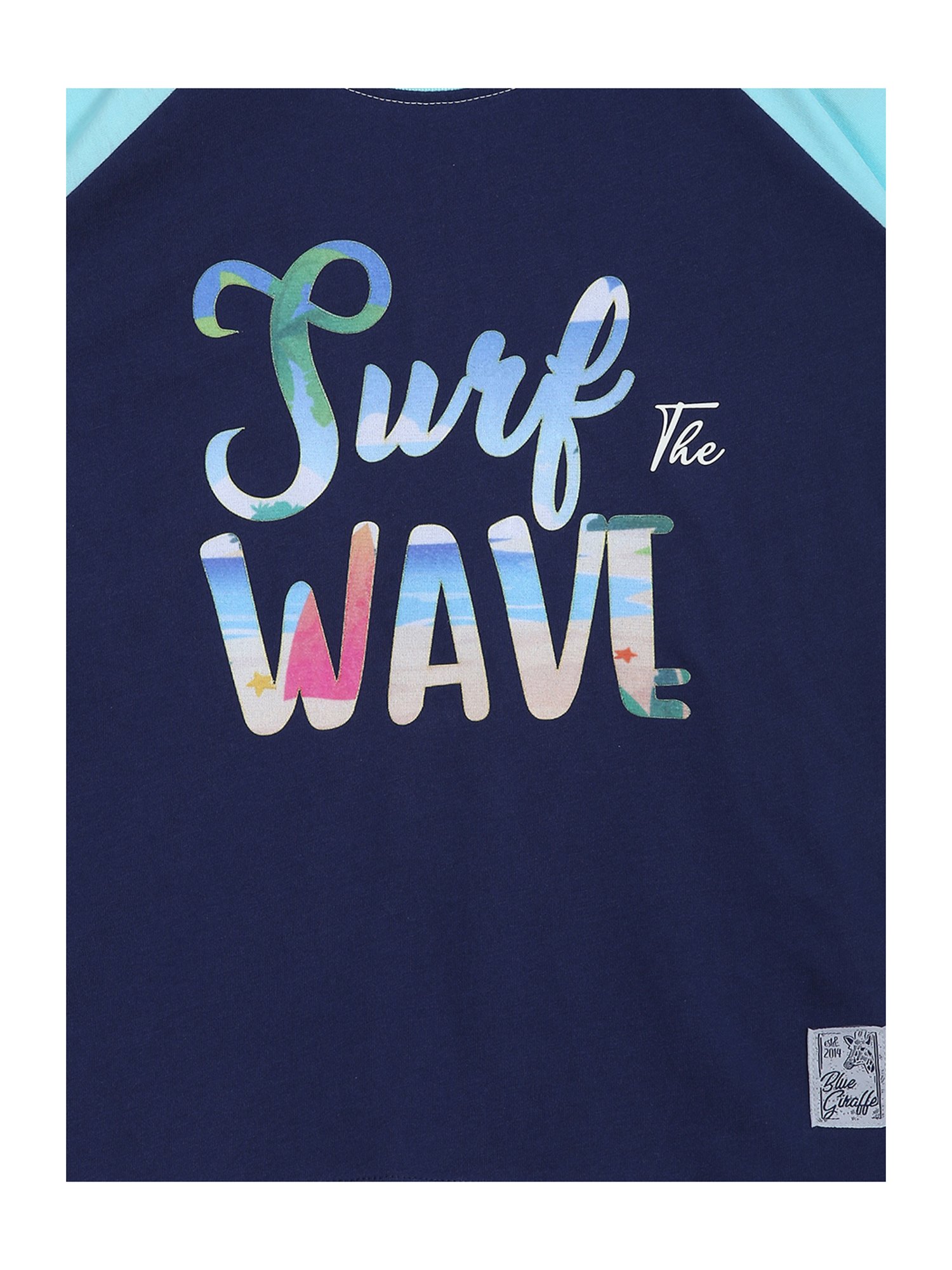 Blue Giraffe Kids Navy Cotton Printed T-Shirt