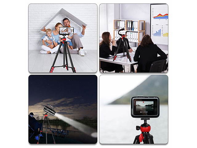 Portable Phone Tripod 44" Adjustable Travel Video Tripod Stand with Phone Mount Holder Compatible with Cell Phone Tripod, Action Camera Tripod, DSLR Tripod with Wireless Remote Shutter, PH13