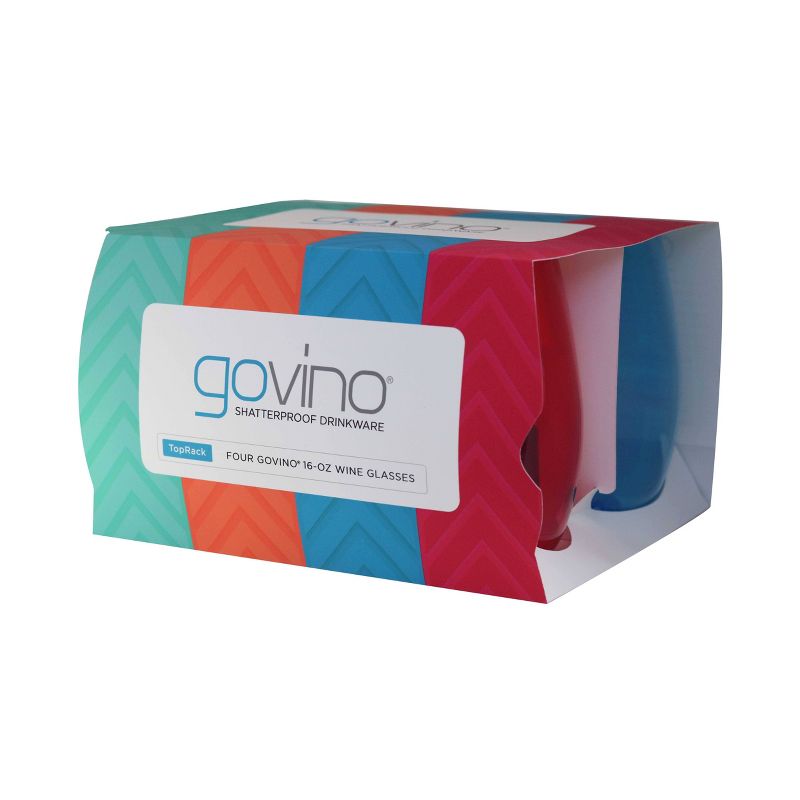 GoVino 16oz 4pk Plastic Jewel Wine Glasses