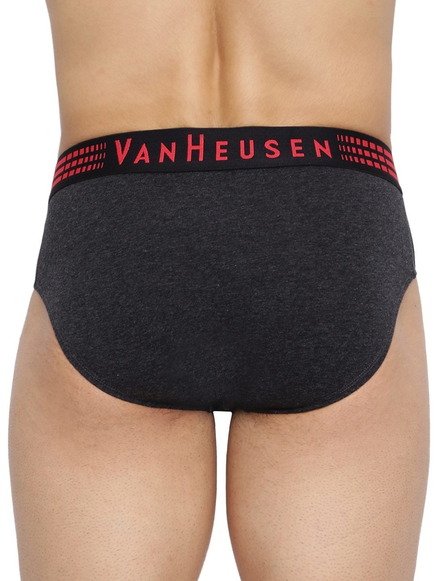 Van Heusen Regular Fit Anti Bacterial Colour Fresh Solid Briefs - Anthra Melange W Pure Black