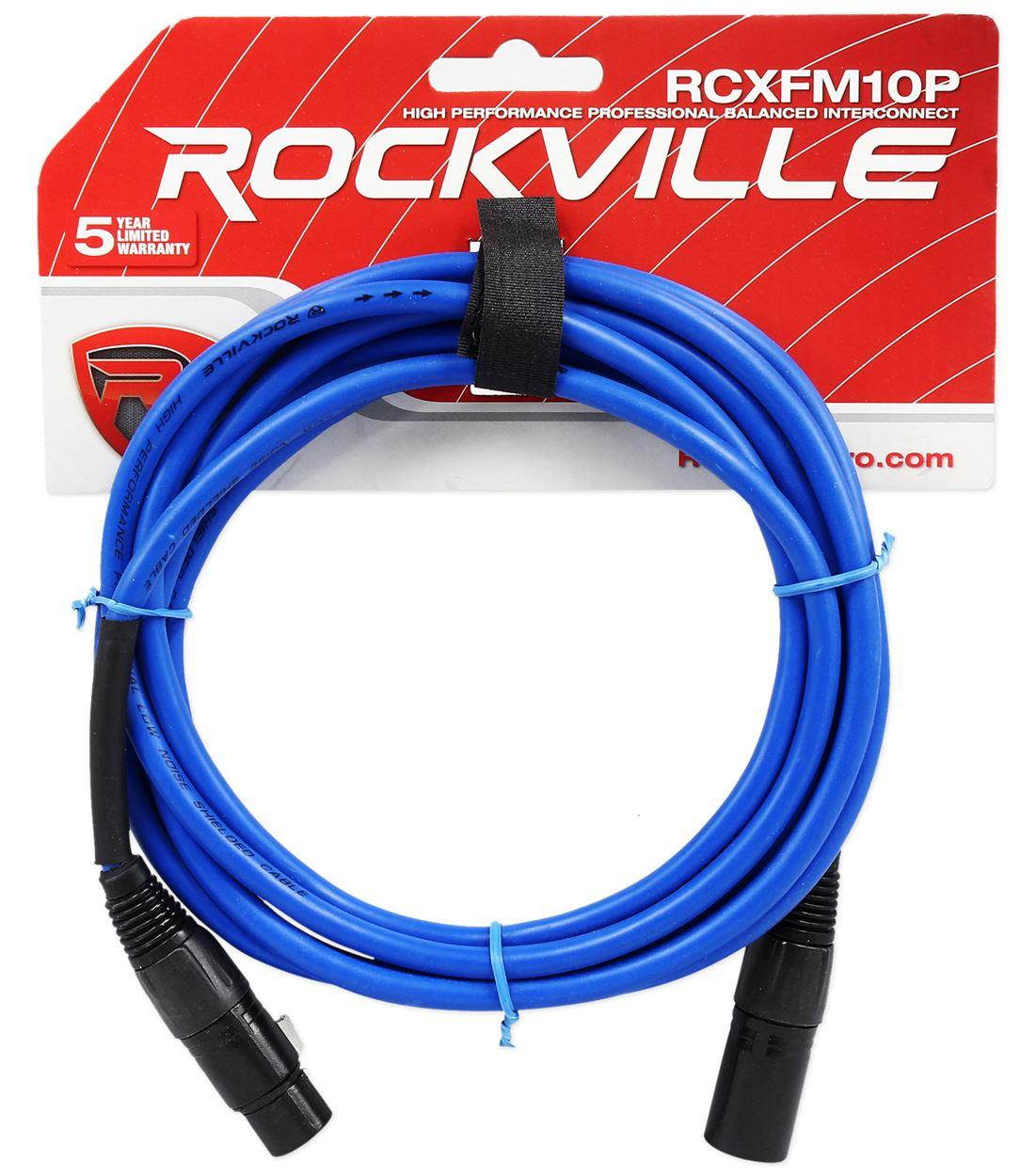 4 rockville 10' female to male rean xlr mic cable 2 red and 2 blue