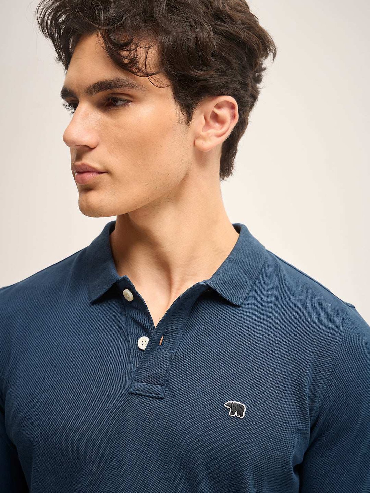 The Bear House Teal Blue Cotton Regular Fit Polo T-Shirt