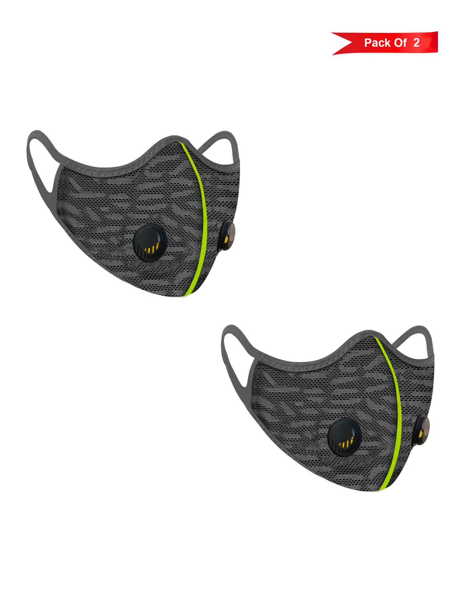 Lioncrown 4 Layered N95 Face Mask with Dural Air Valves - Pack of 2