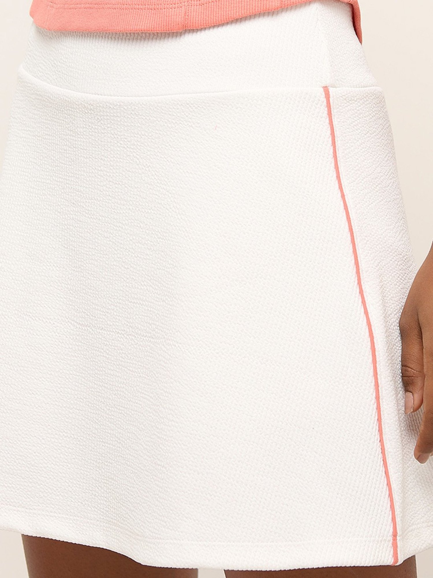 Studiofit by Westside White Textured High-Rise Cotton Skirt