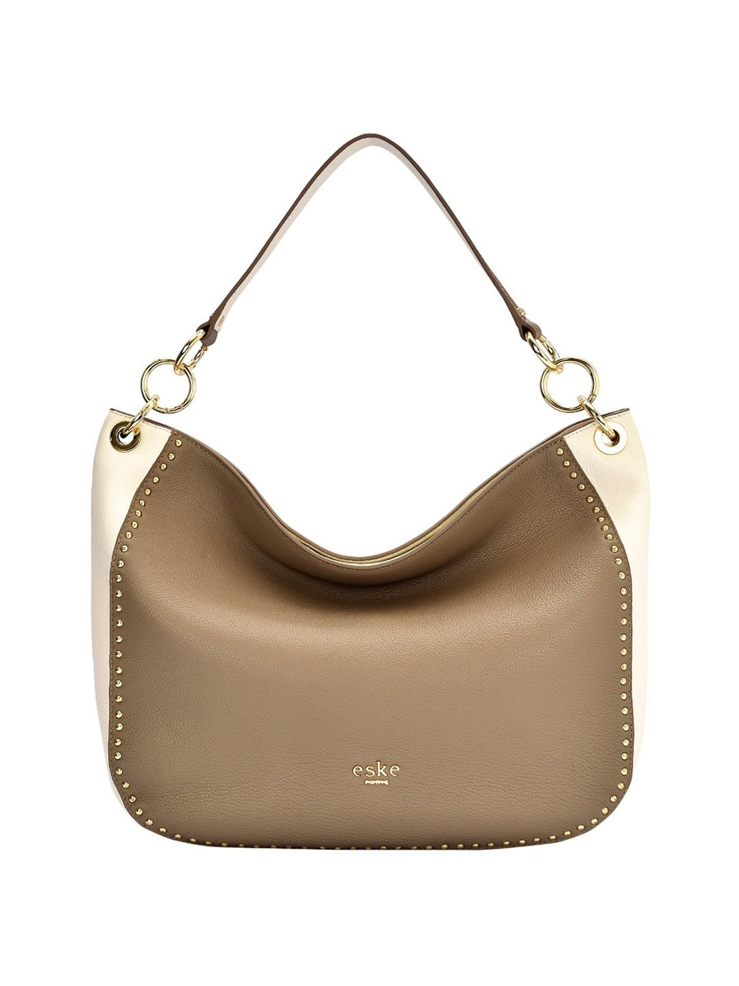 Eske Emma Brown Rivets Medium Hobo Shoulder Handbag