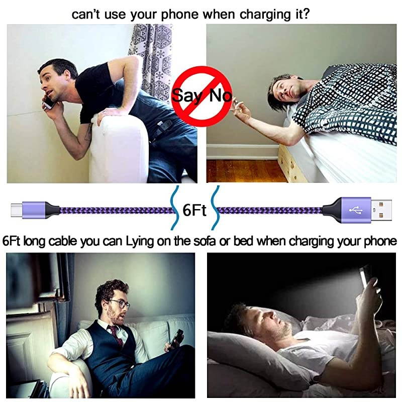 Wall ChargerPhone Charging Block Brick Plug with 2Pack 6FT to C Charger Cable Type C Cord Replacement for Google Pixel 44XL 3 3a3a XL Samsung Galaxy S10LG G8 G7 V40 V50Moto Z Z4 G7