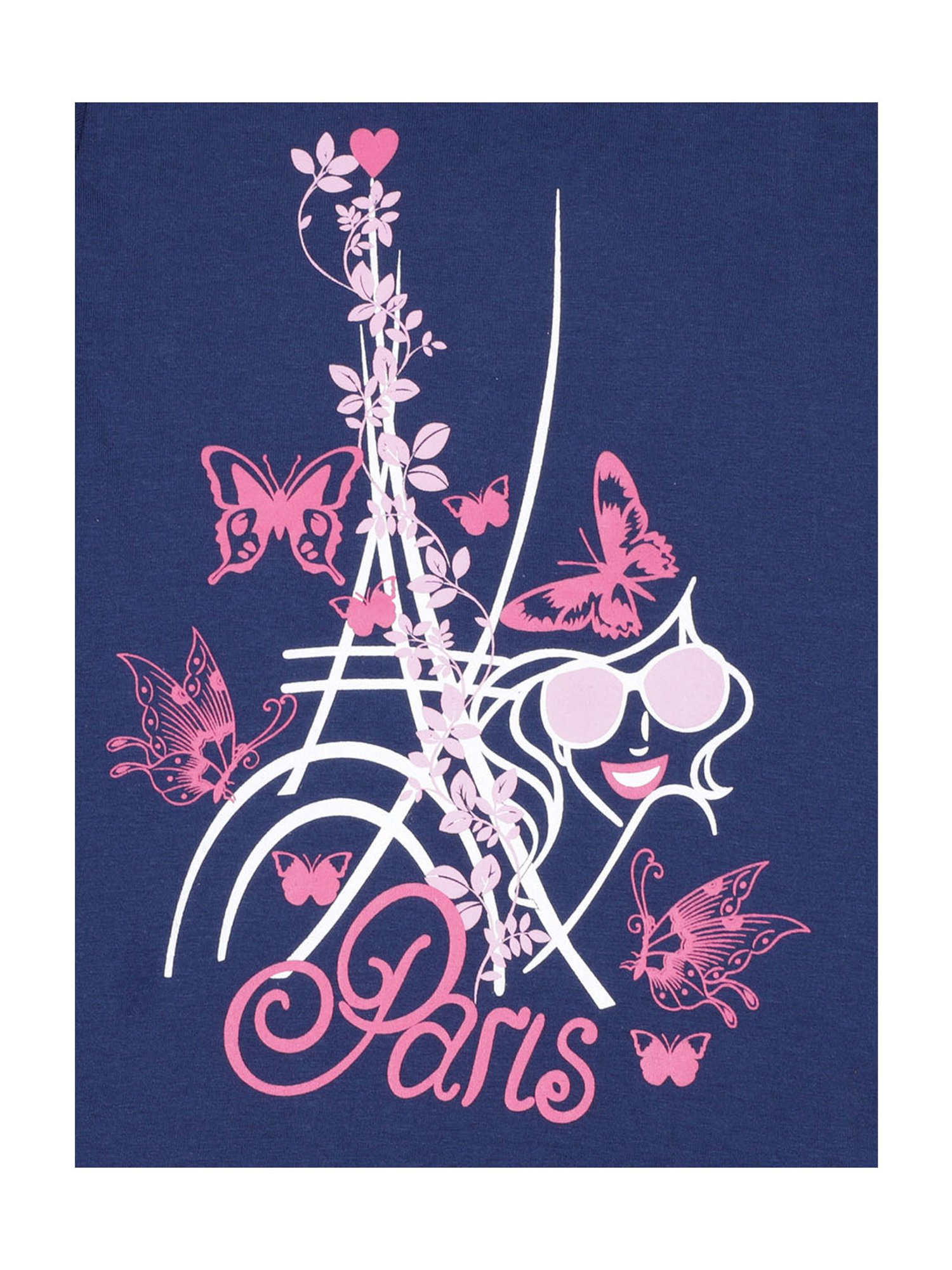 Proteens Girls Navy & Pink Printed Full Sleeves T-Shirt with Pants