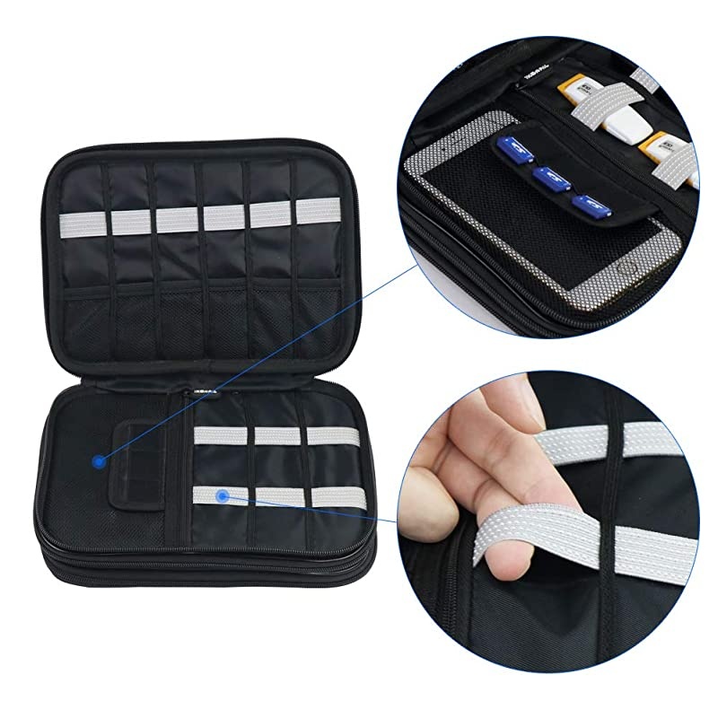 Electronic Organizer Three Layer Cable Organizer Bag Travel Gadget Storage Case for USB Cable Hard Drive Power Bank Digital Camera iPad MiniTablet or EBook up to 79 Black