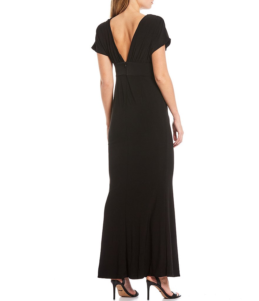 Laundry by Shelli Segal Kimono Sleeve V-Neck Matte Jersey Mermaid Gown