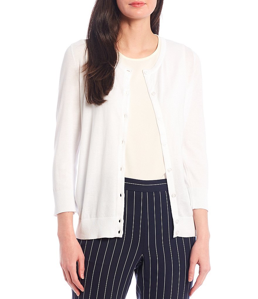 J.McLaughlin Jamey Crew Neck Button Trim Raglan Sleeve Sweater