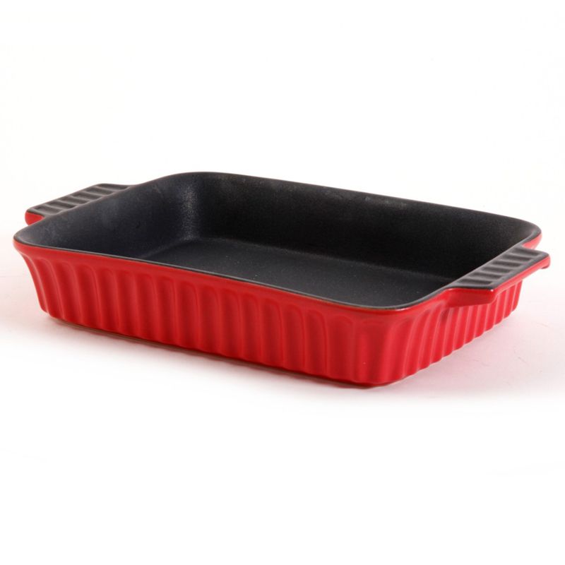 Crock-Pot Denhoff 10 in. Non-Stick Ribbed Casserole in Red