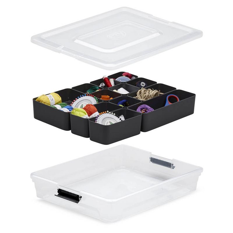 Ezy Storage Sort It 5 Quart Container Box with 13 Cup Insert Tray (12 Pack)