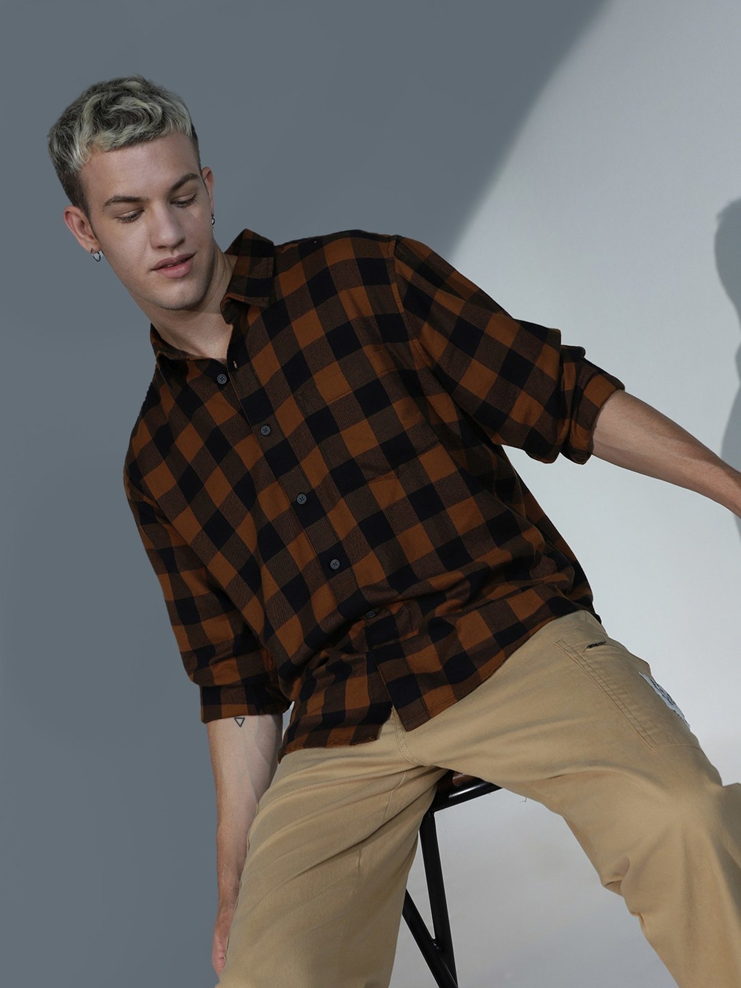 Hubberholme Multicolored Cotton Loose Fit Checks Shirt