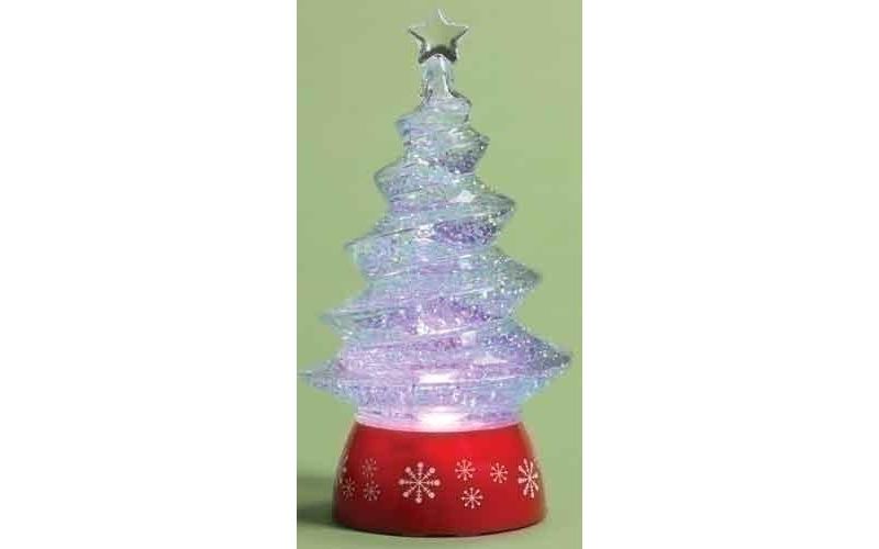 Roman 8.25" Battery Operated LED Lighted Swirl Tree Christmas Glitterdome