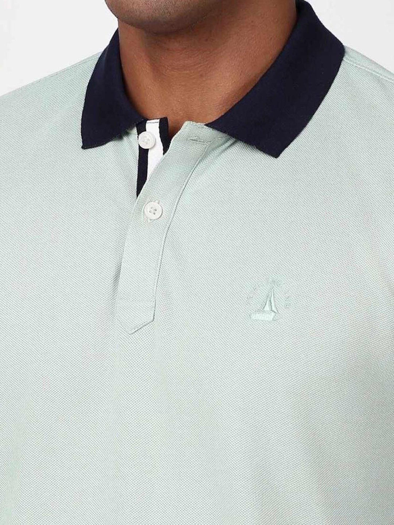 Peter England Casuals Green Cotton Regular Fit Polo T-Shirt