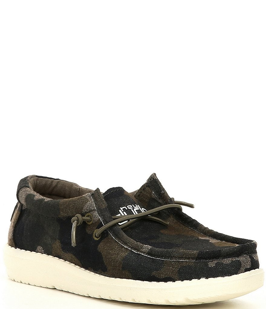 Hey Dude Boys' Wally Camo Linen Washable Slip-Ons (Youth)