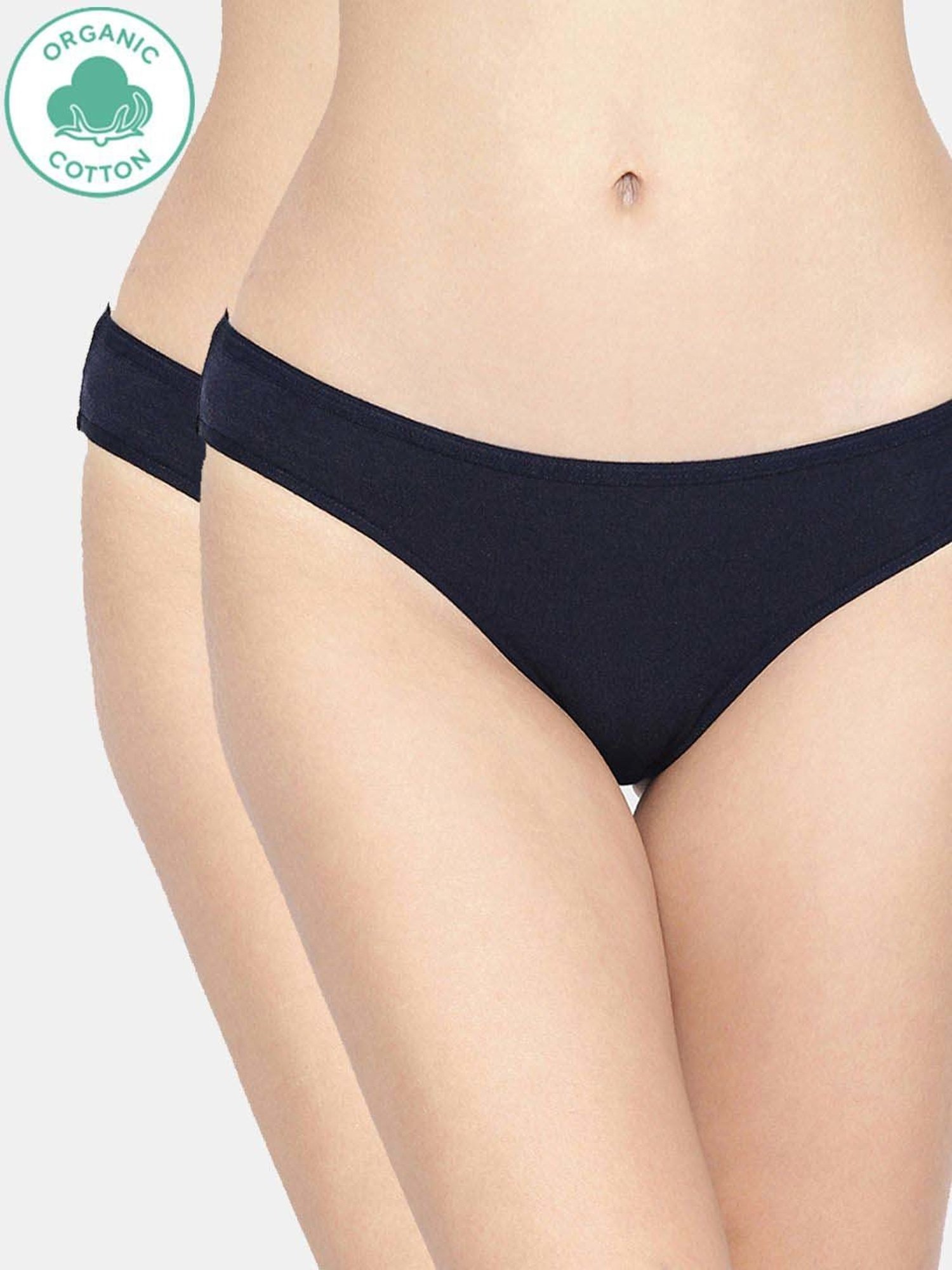 Inner Sense Navy Plain Bikini Panty - Pack Of 2