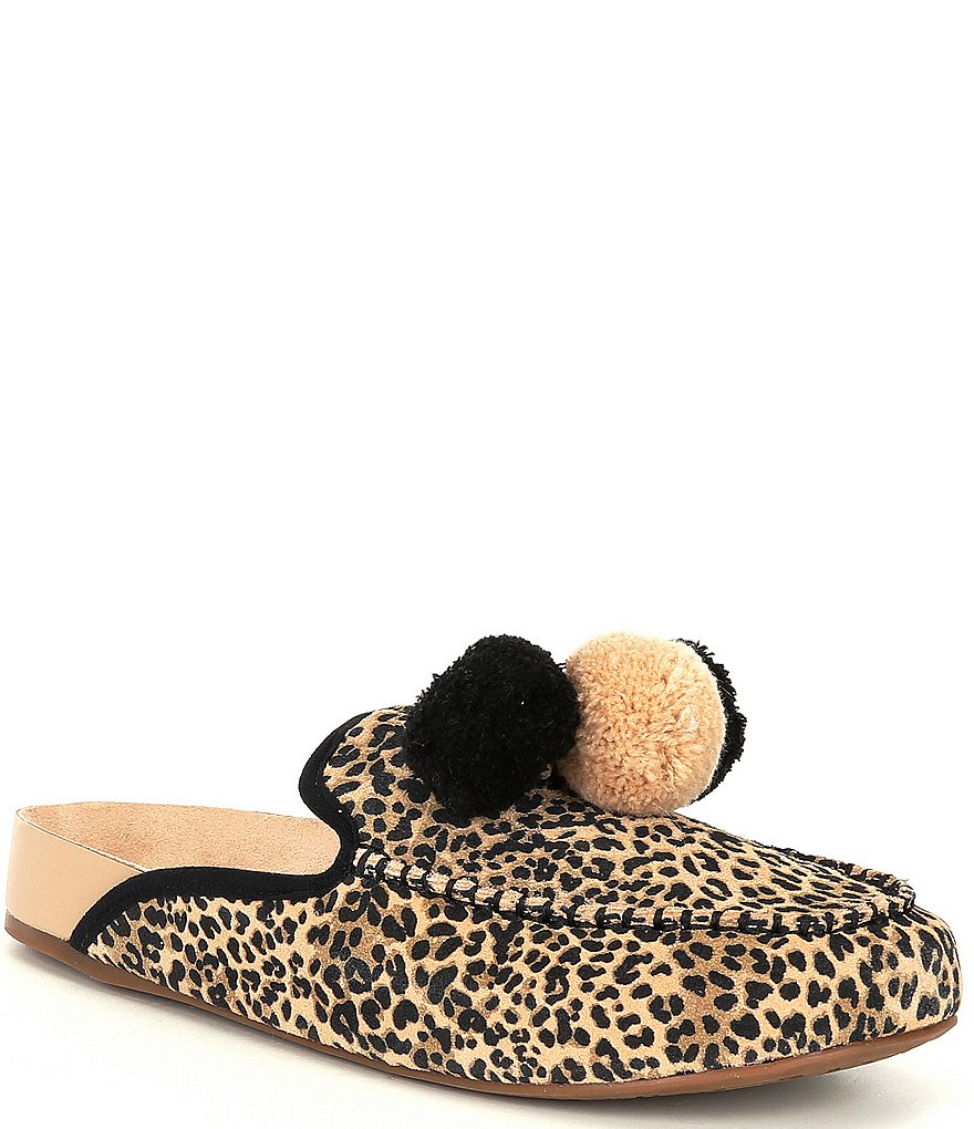 GB Pomm-Pomm Printed Suede Slipper Mules