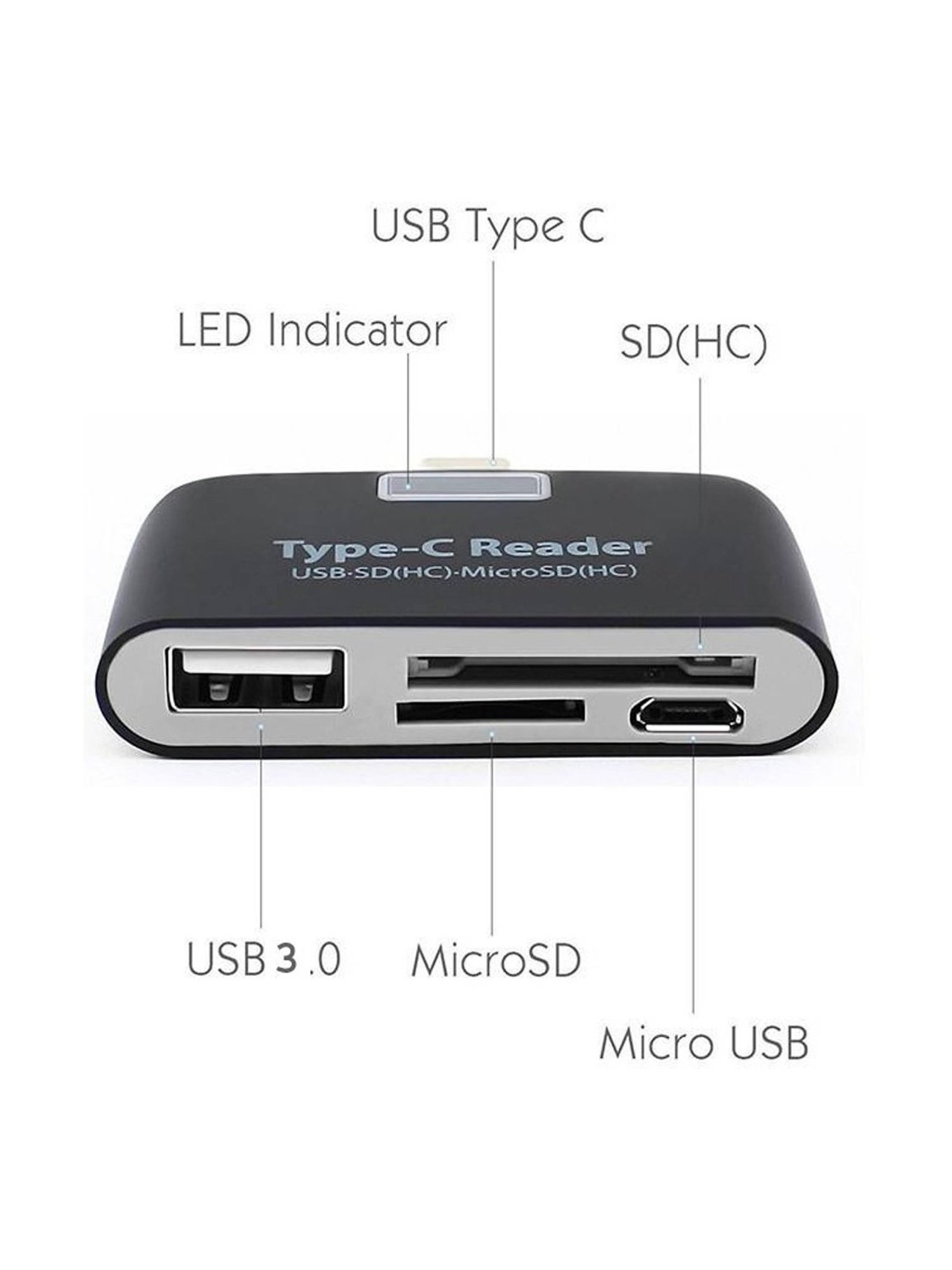 EYNK USB Type C, USB, Micro USB OTG Adapter (Black)