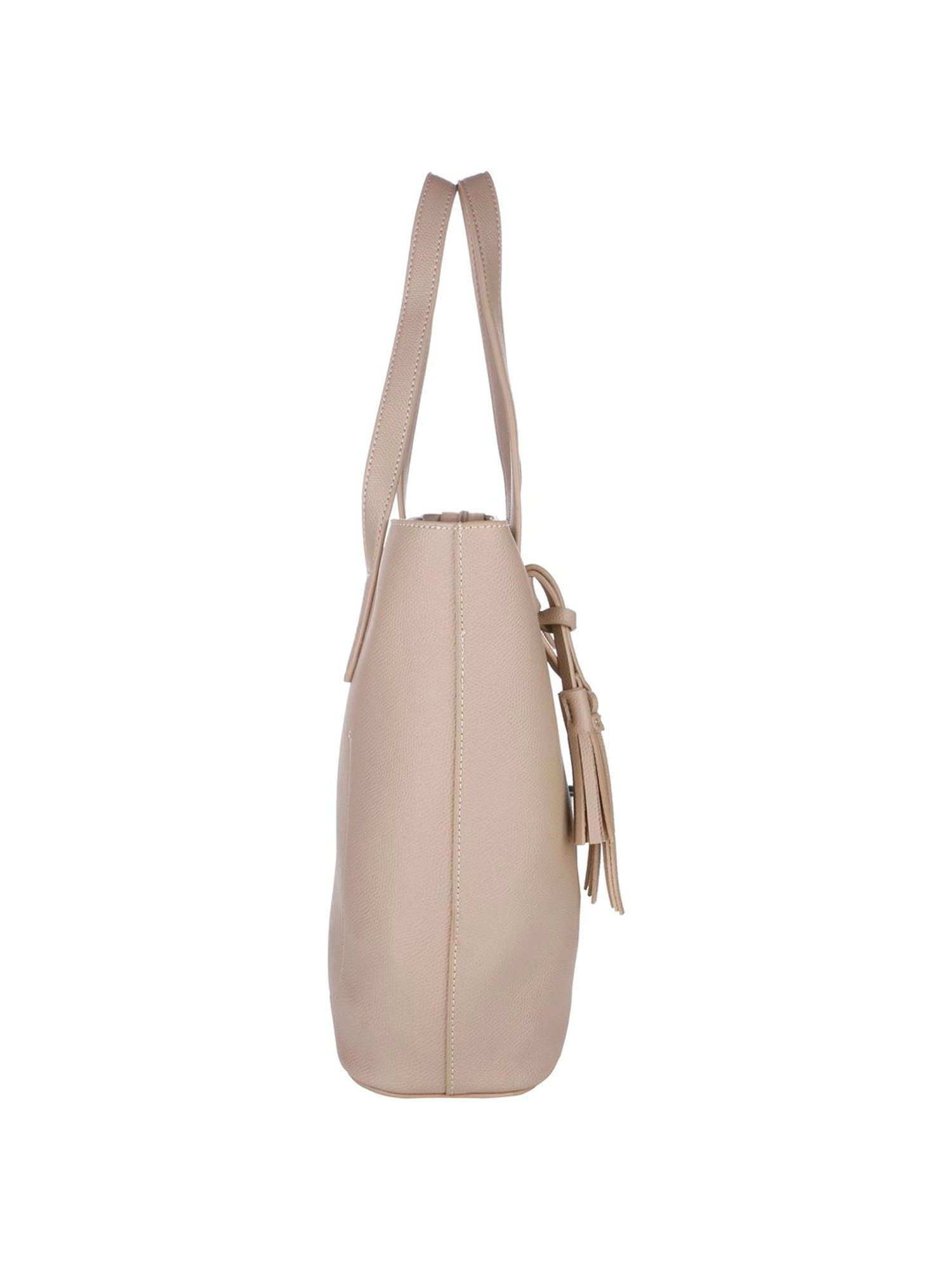 Giordano Refresh Beige Solid Medium Tote Handbag